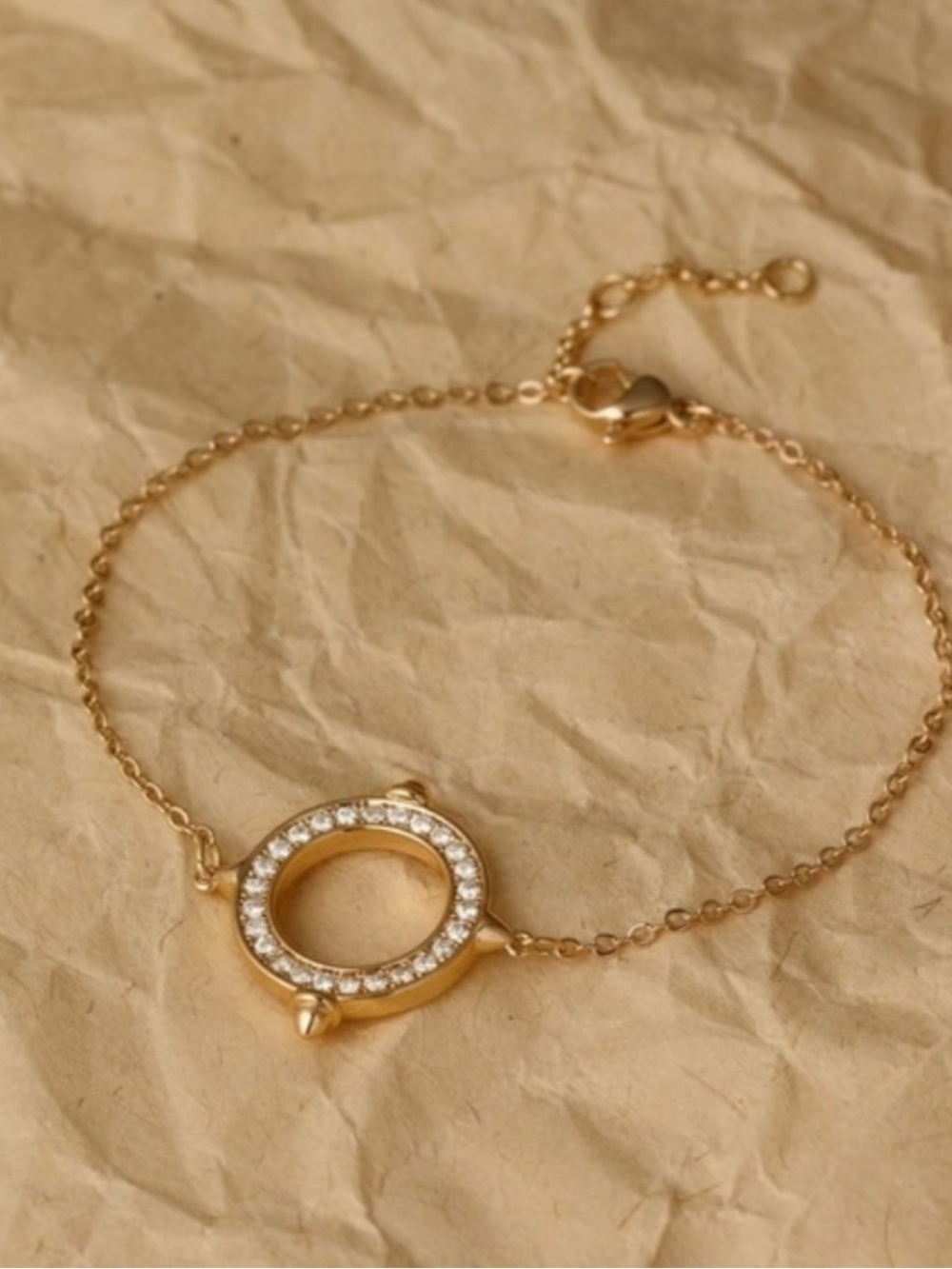 14k Gold Plated Circle Cubic Zirconia Bracelet